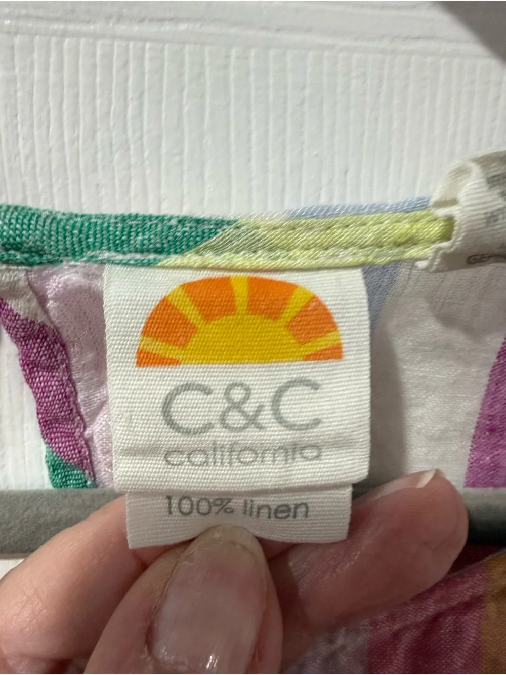 C&C California Rainbow Stripe Linen Tee with Sun Logo - Picture 2 of 7